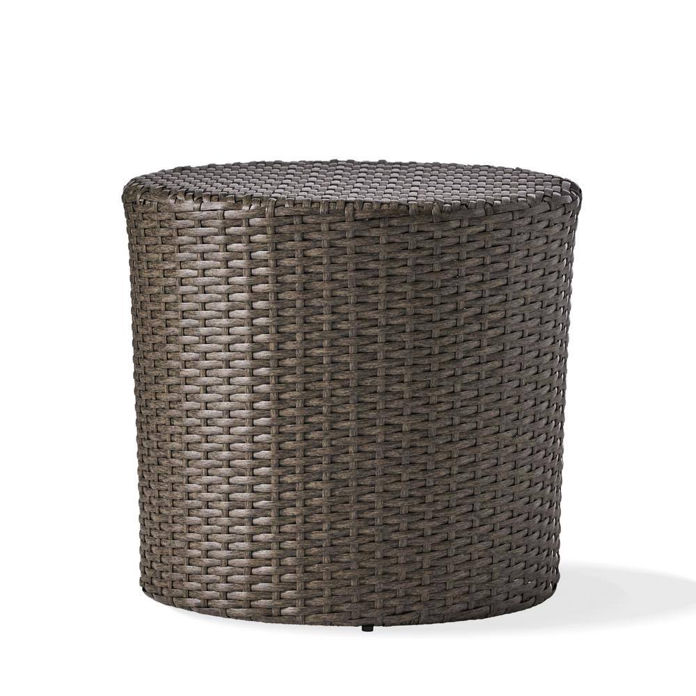 Grey Round Wicker 16.75 inch Outdoor Side Table PE Rattan Patio End Table price history on PriceWatchPro