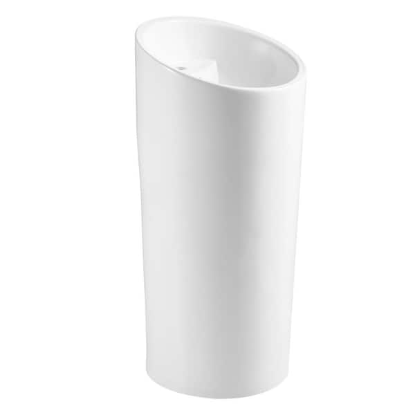 Eridanus 39 in. Tall Round Ceramic Pedestal Sink and Base with Overflow and Pop-Up Drain