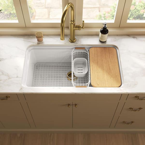 Audrine by Studio McGee 33 in. Undermount Single Bowl Fireclay Workstation Kitchen Sink In White