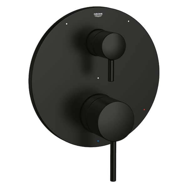 GROHE Timeless 3-Way Diverter 2-Handle Wall Mount Tub and Shower Faucet Trim Kit in Matte Black (Valve Not Included)