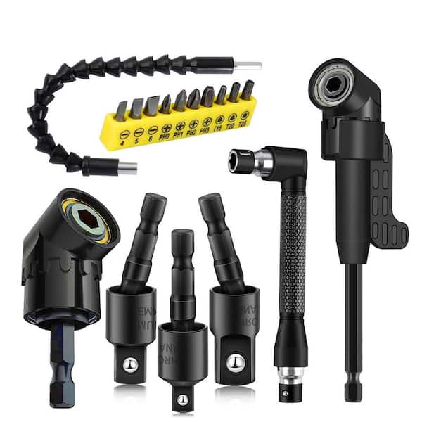 17-Piece Flexible Drill Bit Extension Set with Socket Adapters and Screwdriver Bits