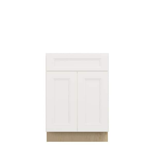 Unbranded Pembroke Recessed 27 in. W x 34.5 in. H x 24 in. D in Painted White Plywood Assembled Sink Base Cabinet