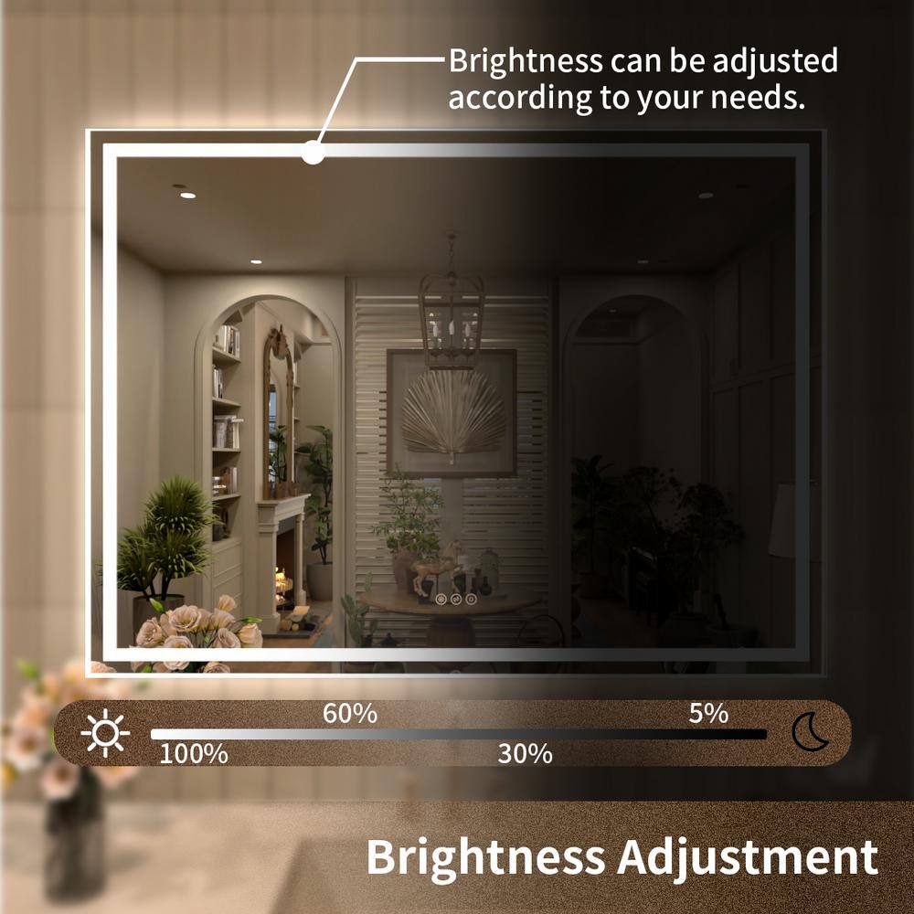 Taimei 70'' x 30'' Frameless LED Lighted Bathroom Vanity Mirror