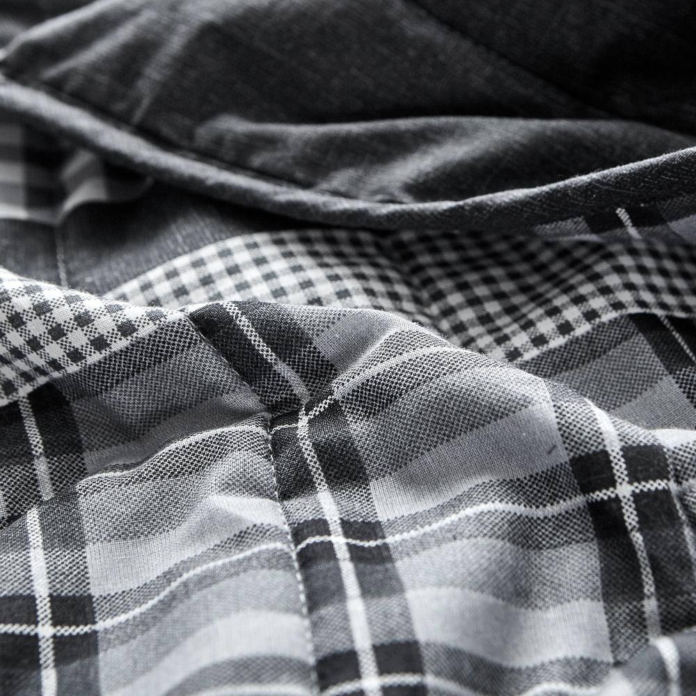 Grey Heather Cotton Twin Reversible Quilt Set