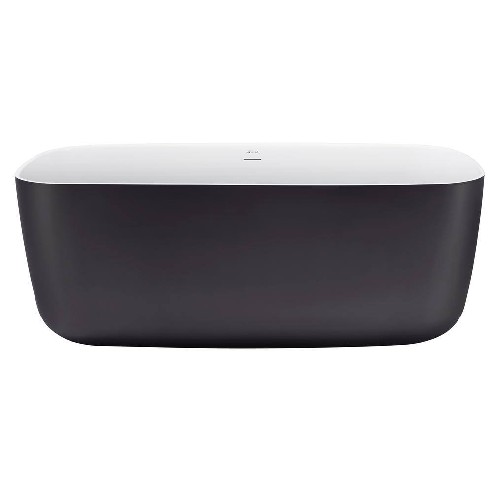 59 in. x 28 in. Soaking Bathtub with Center Drain in Grey and White