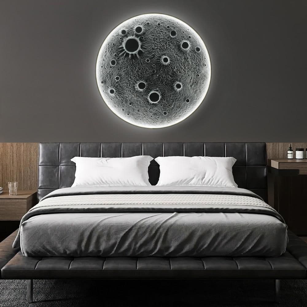 40 in. Gray 1 Light Resin Moon Chandelier with Dimmable LED, Pendant Light Remote Control, 38W Main and 15W Night Light price history on PriceWatchPro