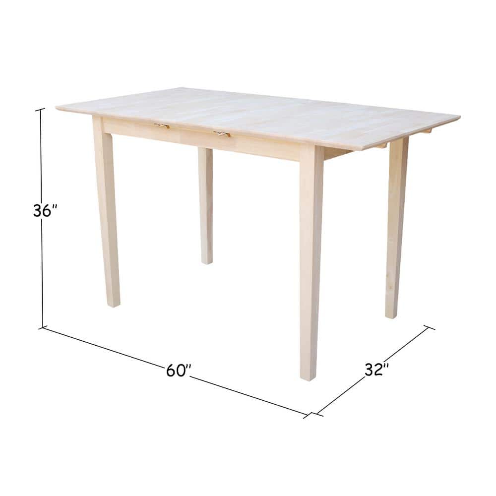 Casual Shaker-Style Extendable Counter Height Dining Table in Unfinished Wood