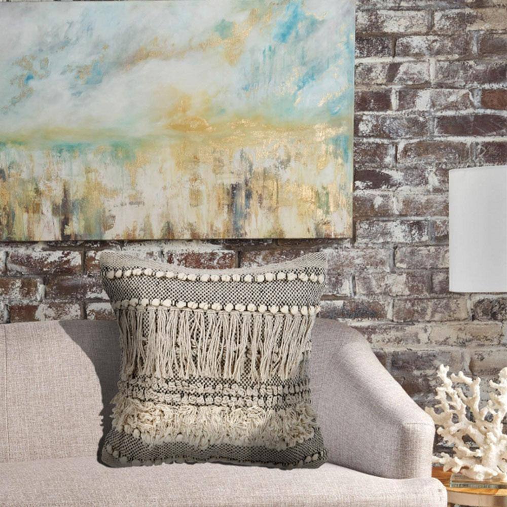 Ellisan Fringed Cotton Throw Pillow