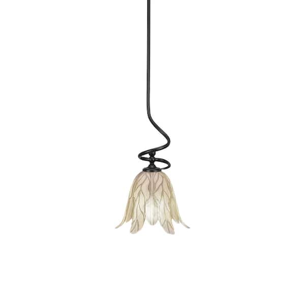 Unbranded Royale 100 W 1-Light Matte Black Standard Mini Pendant Light with Glass Shade