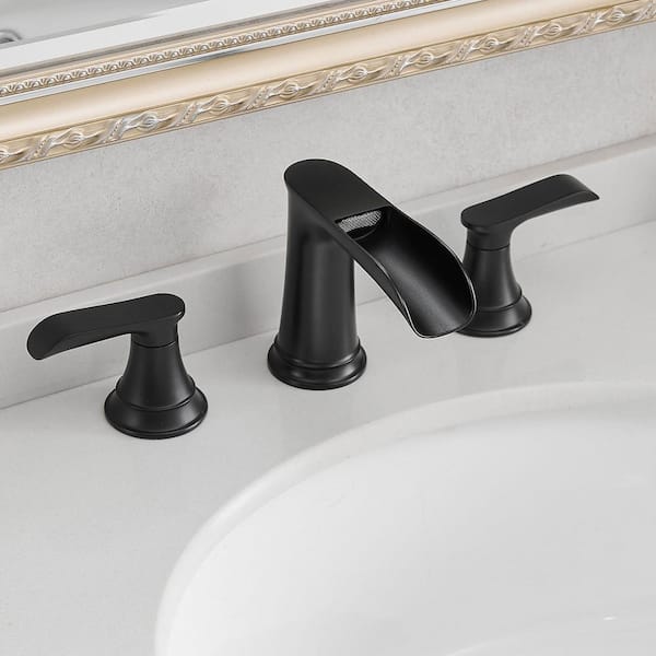 Double-Handle Vessel Sink Faucet with Pop-Up Drain in Black