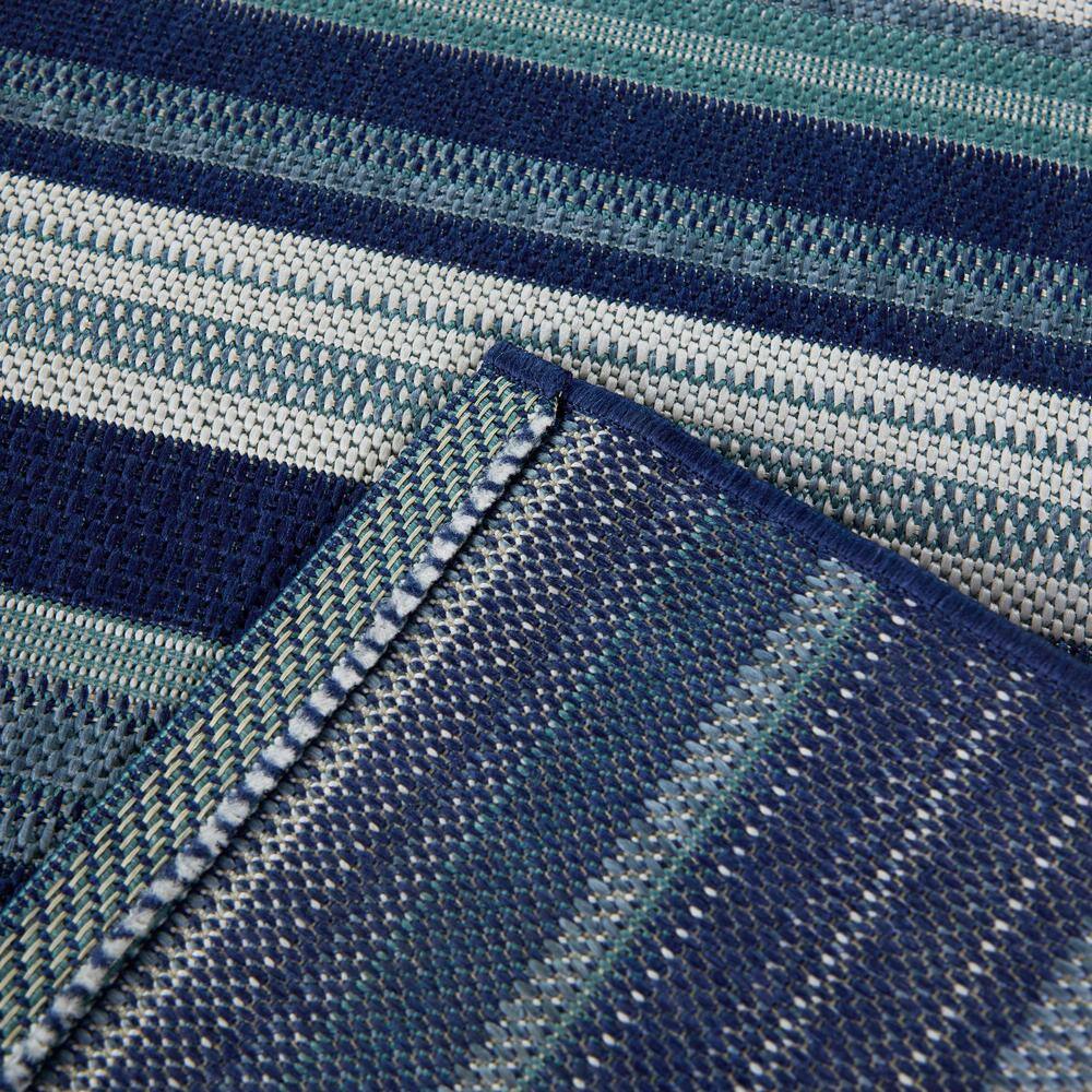 StyleWell Blue/White 9 ft. x 12 ft. Striped Indoor/Outdoor Area Rug - 3