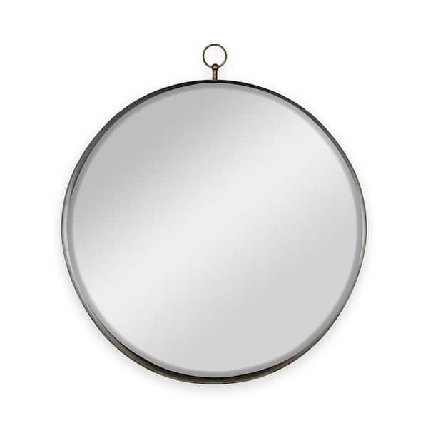 COWLOWN 24 in. W x 28 in. H Round Framed Wall Bathroom Vanity Mirror in Gold