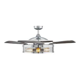 Classic Chrome and Espresso Retractable 4-Blade 48 in. 3-Light Ceiling Fan