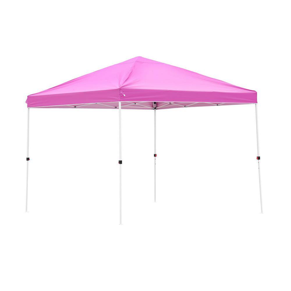 ANGELES HOME 10 ft. x 10 ft. Pink Slant Leg Pop-Up Canopy with Easy Set ...