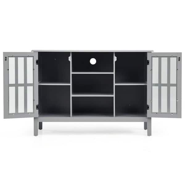Gymax 43 in. W Wood TV Stand Entertainment Media Center Console for TV's up to 50'' Grey