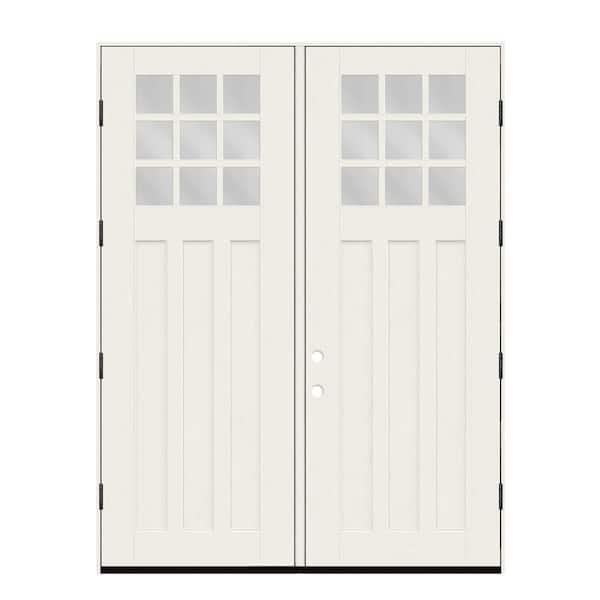 Regency 72 in. x 96 in. 1/4 9L-SDL Clear Glass LHOS Primed Fiberglass Double Prehung Front Door with 4-9/16 Jamb