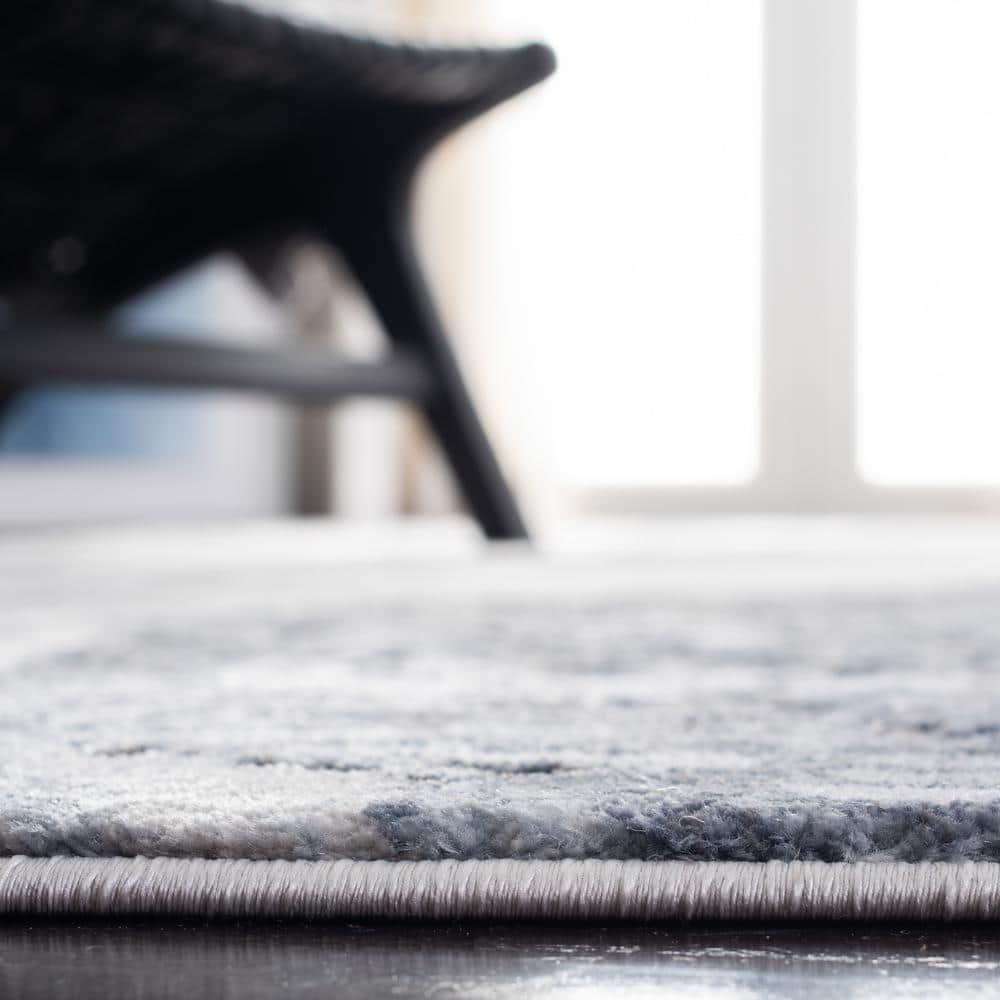 Blue and Gray Abstract Hand-knotted Reversible Area Rug