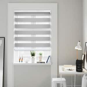Cut-to-Size Icy Grey Cordless Blackout Dual Layer Privacy Polyester Zebra Roller Shade 35 in. W x 72 in. L