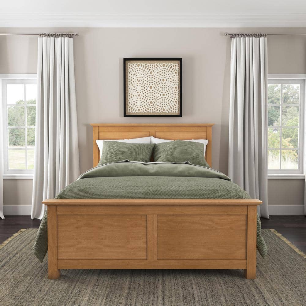 Oak Park Light Brown Wood Queen Bedroom Set with Nightstand and Dresser
