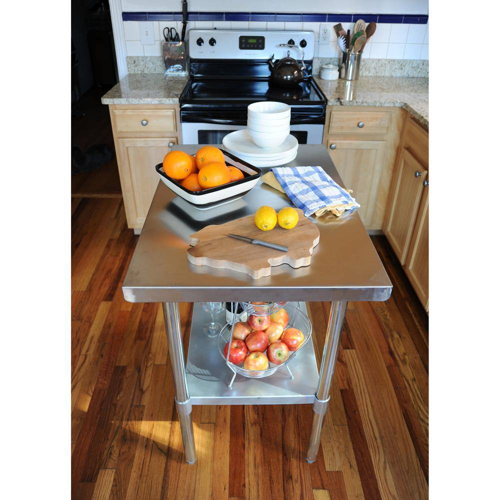 Contemporary 24"x72" Stainless Steel Kitchen & Garage Work Table