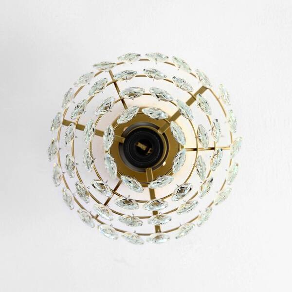 WINGLOW（ウィングロウ） WINGBO Crystal Ceiling Light Fixture, Round Semi Flush Mount