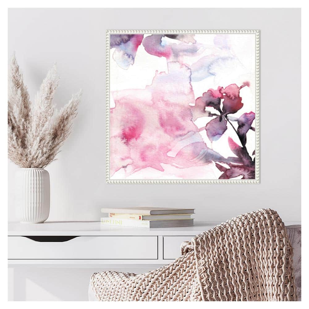 22" White Floater Frame Watercolor Floral Canvas Art Print