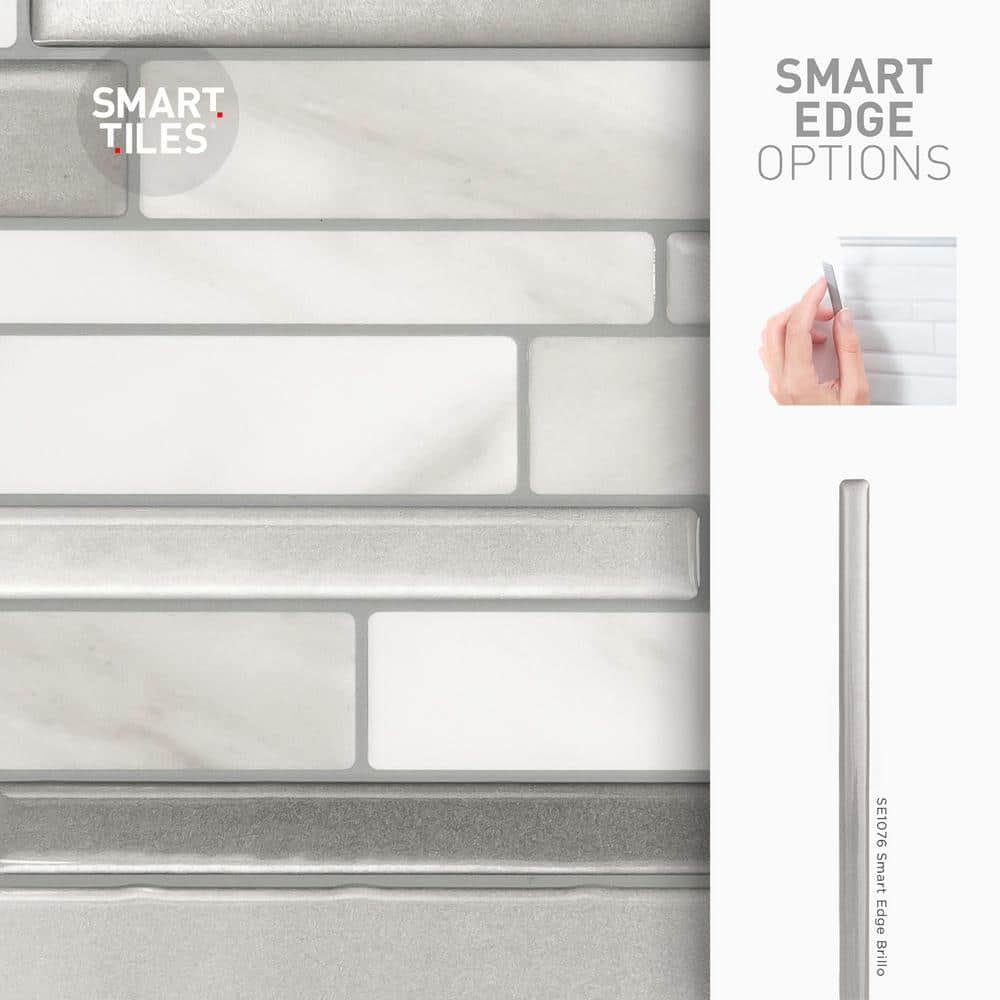 Milano Carrera Gray and White Peel and Stick Vinyl Backsplash Tiles