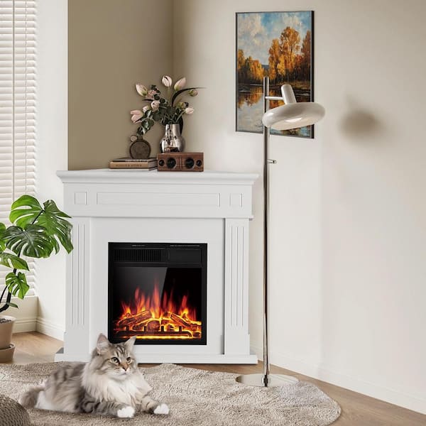 R.W.FLAME 43 in. Corner Freestanding Wooden Electric Fireplace in