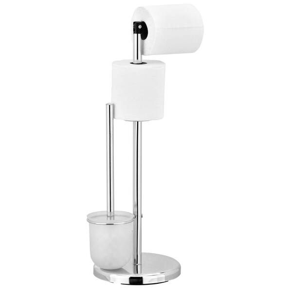 Furinno Wayar Toilet Paper Holder with Brush Stand in SliverWS17199 The Home Depot