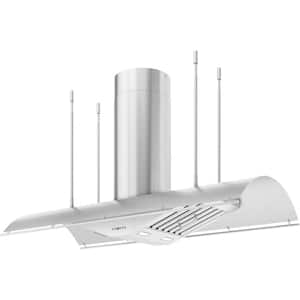 Trapeze 60 in. Island Mount Range Hood Shell Only with LED Lights in Stainless Steel