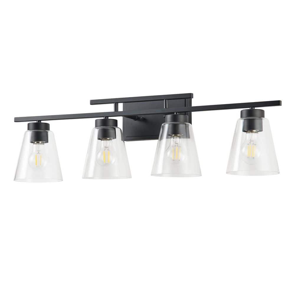 Modern 30.71 in. 4-Light Bathroom Vanity Light Fixture Over Mirror with Cle