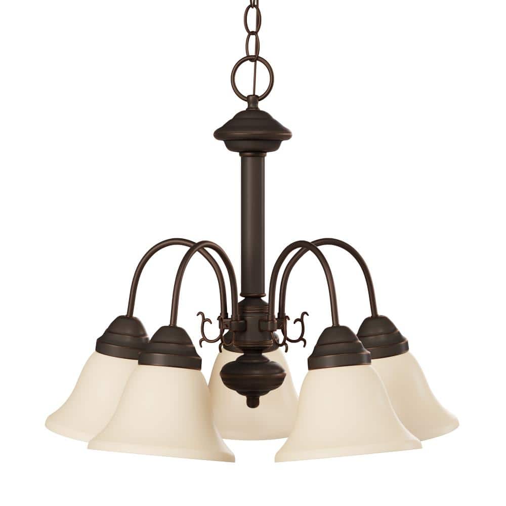 Elegant Ballerina 5-Light Chandelier in Mahogany Bronze with Champagne Linen Glass