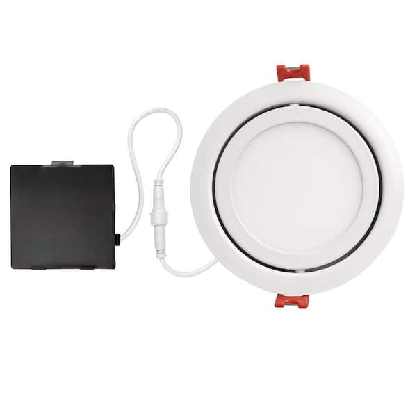 Globe Electric Slimline Swivel 4 in. White Finish Integrated LED Recessed Kit