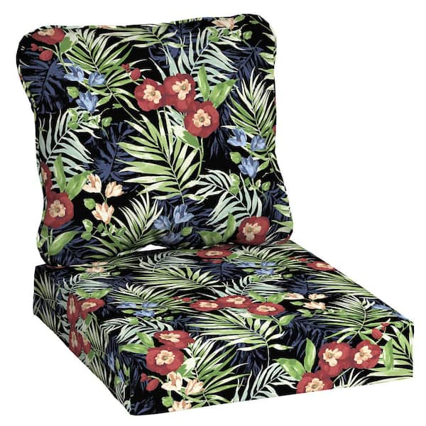 Hampton Bay 24 In X 22 Black Tropical Deep Seating Outdoor Lounge Chair Cushion Tj05288b D9d1 The Home Depot - Home Depot Deep Seat Patio Chair Cushions