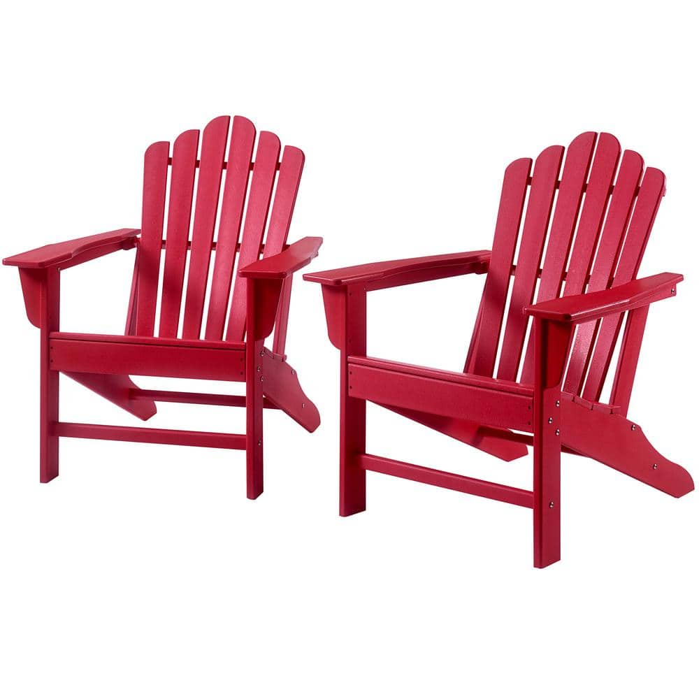 Red Plastic Outdoor Adirondack Chair 2 Pack ZQP SLTY8A The Home Depot   Plastic Adirondack Chairs Zqp Slty8a 64 1000 