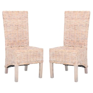 Pembrooke Whitewashed 9.8 in. Rattan Dining Chair Set of 2