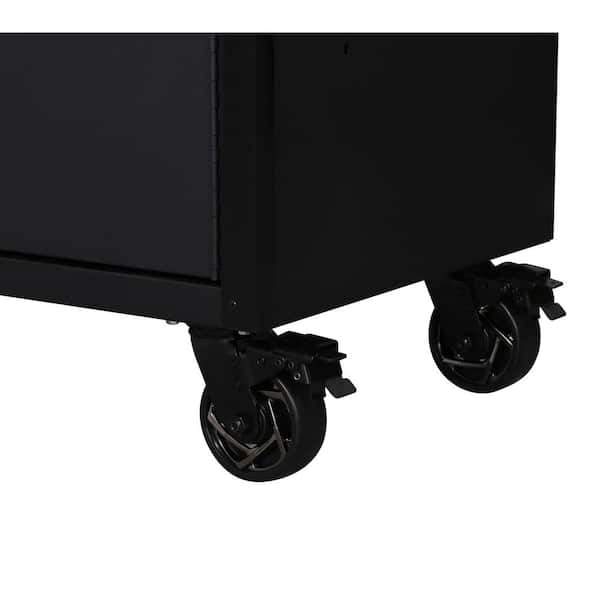 Husky - Tool Storage 27 in. W x 23 in. D Heavy Duty Matte Black 4-Shelf Rolling Side Tool Locker