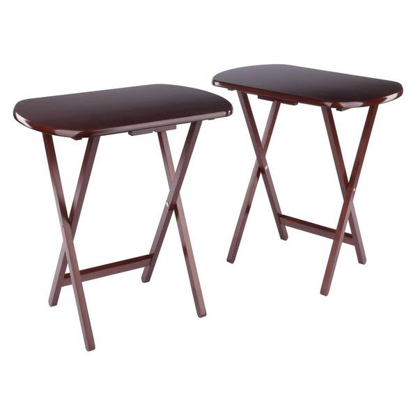 Winsome Wood Corbett 15.75 In Walnut Oversized 2-Pc Snack/End