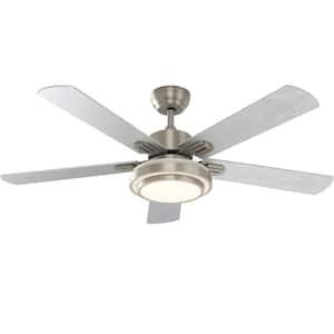 52 in. Smart Indoor Silver Low Profile Ceiling Fan with Lights, Remote Control and 5 Colors Temperature (5-Blades)