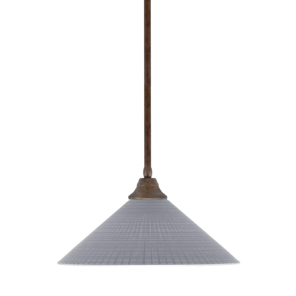 Sparta 100-Watt 1 Light Bronze Shaded Pendant Light with 16 in. Gray Matrix