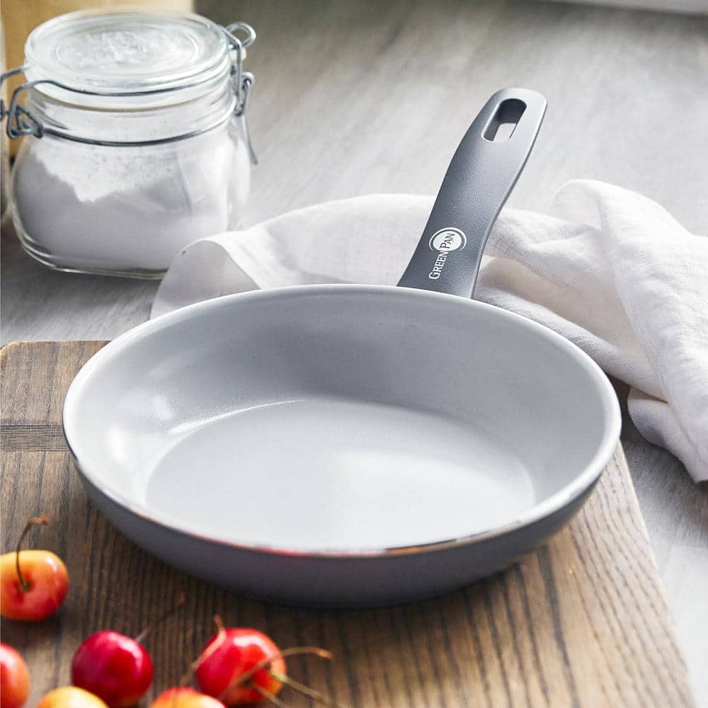 Gray 8-Inch Aluminum Fry Pan with Ceramic Coating