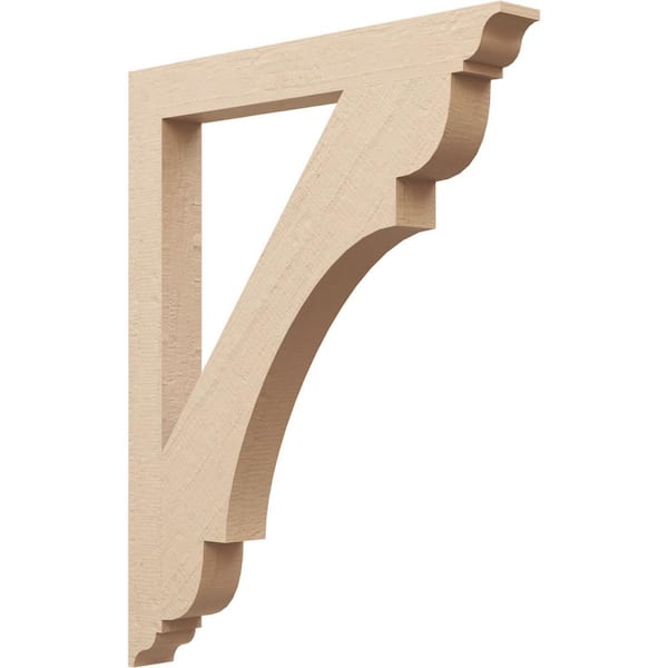 Ekena Millwork 3.5 in. x 40 in. x 32 in. Olympic Traditional Rough Cedar Woodgrain Timberthane Polyurethane Bracket, Primed Tan