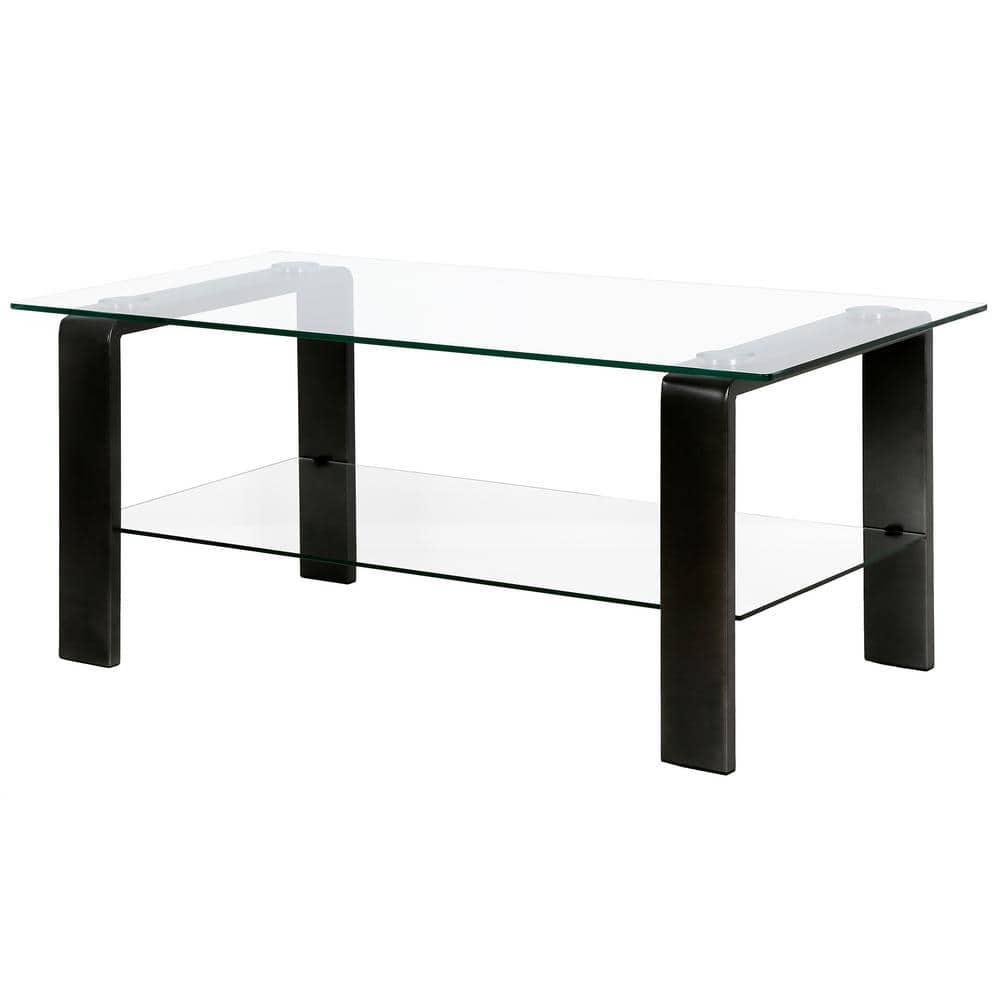Blackened Bronze Glass Top Rectangular Coffee Table
