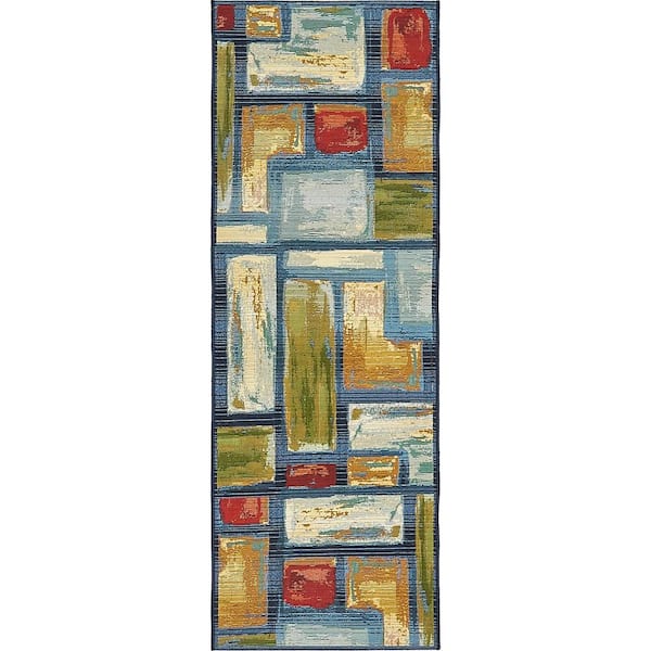 Outdoor Cubed Multi 2' 0 x 6' 0 Runner Rug