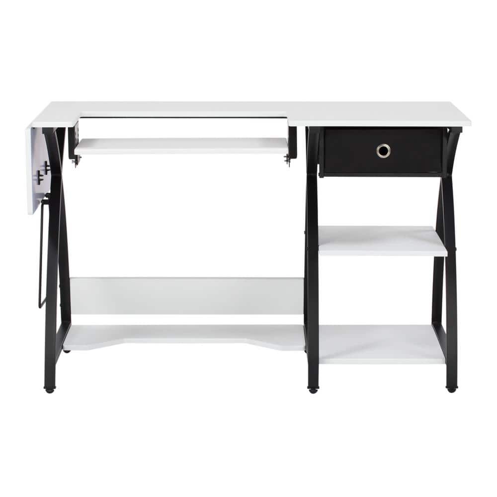Comet Plus Adjustable Black and White Hobby Desk with Storage
