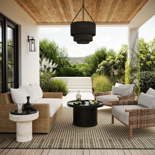 Debrin Striped Green 4 ft. x 6 ft. Outdoor Area Rug