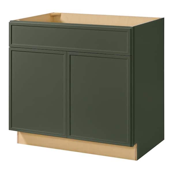 Leyton 36 in. W x 24 in. D x 34.5 in. H Ready to Assemble Plywood Slim Shaker Sink Base Kitchen Cabinet in Fern Green