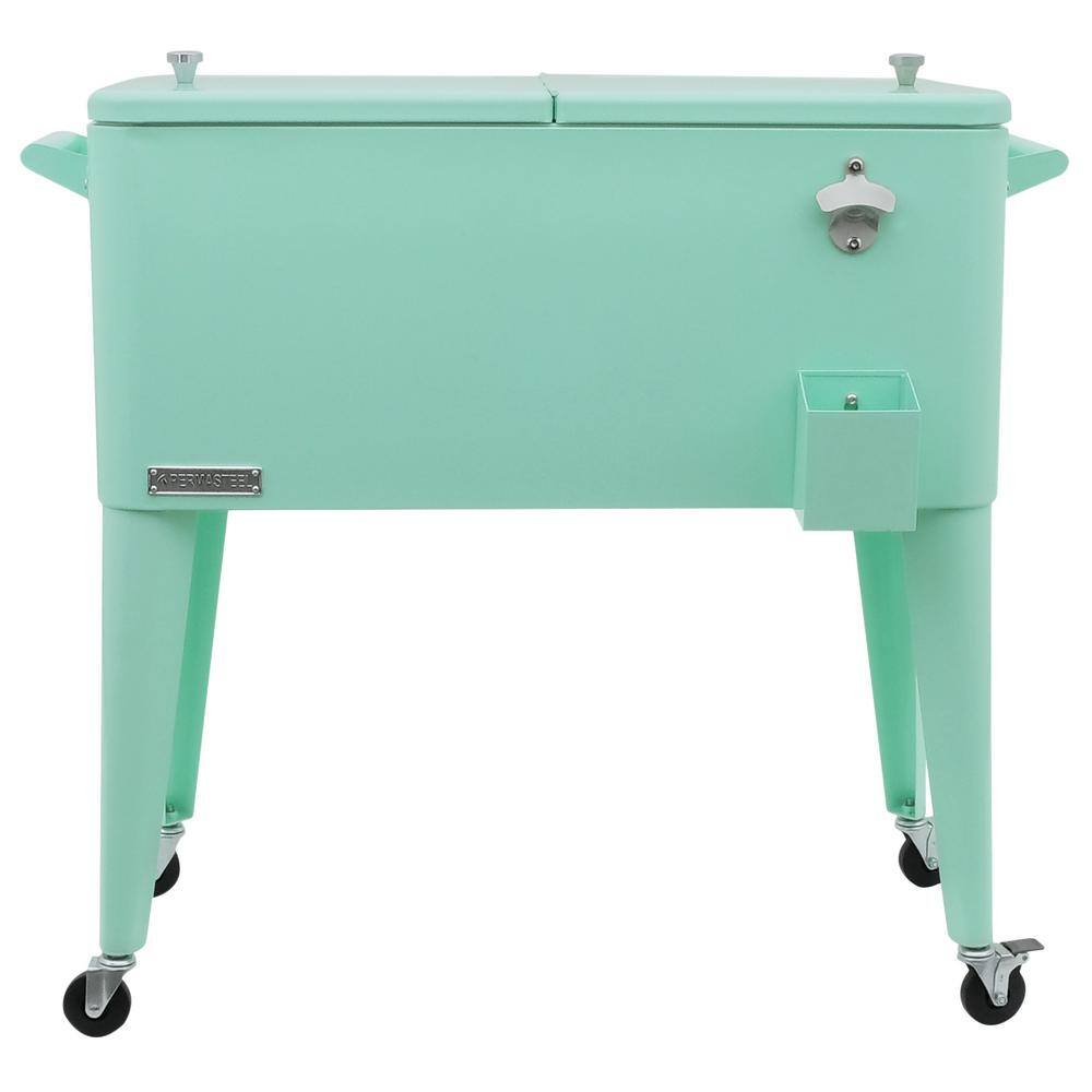 PERMASTEEL 80 qt. Mint Green Classic Outdoor Rolling Patio Cooler with