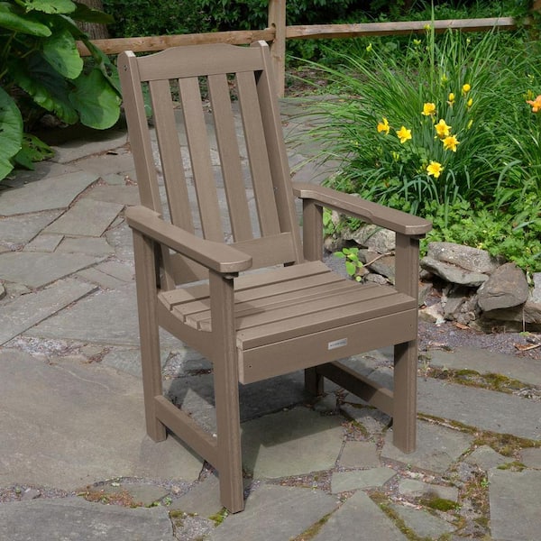 Highwood Lehigh Woodland Brown Recycled Plastic Outdoor Dining Arm Chair