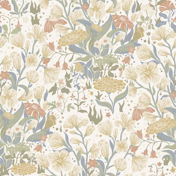 A-Street Prints Hava Neutral Meadow Flowers Non-Pasted Non-Woven